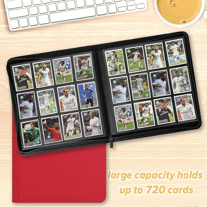 Trading Card Binder 12 Pocket, 720 Pockets Card Binders, Card Collection Binder, Card Album Folder for MTG, TCG, Sports Cards, Game Cards (Red)