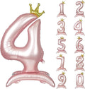 Pink Crown Number 4 Balloon Standing Pink Princess digital 4 Foil Balloon | by YOIOZAIZAI