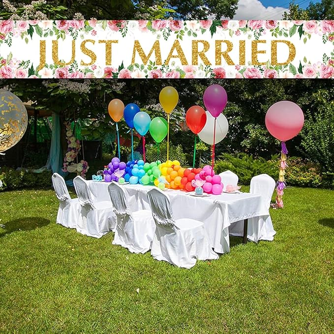 Just Married Wedding Backdrop Wedding Banner - Image 2