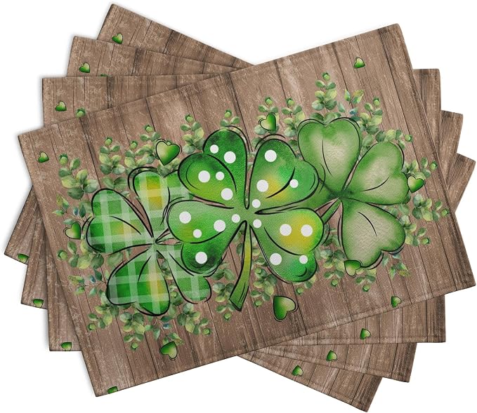 St Patricks Day Eucalyptus Leaves Placemats Set of 4, 12x18 Inch St Patrick - Image 2