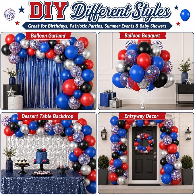 Red Blue Balloons, Bright Red, Patriotic Memorial Independence Day Fourth of - Image 6