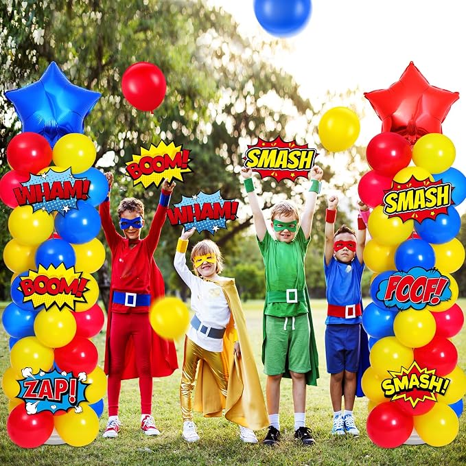 Realspring 2 Set Hero Themed Party Decorations Adjustable Red Yellow Blue - Image 5