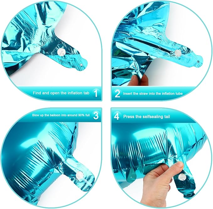 Digital Number 7 Blue Birthday Balloon 40 Inch, Foil Balloons - Image 2
