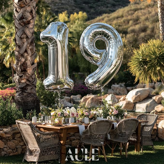 AULE 40 Inch Silver 9 Balloon Number Foil 0-9 Birthday Big Numbers | Birthday - Image 3