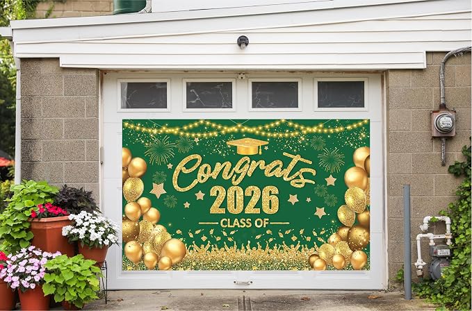 Green and Gold Graduation Decorations Congrats Class of 2026 Banner - Image 5
