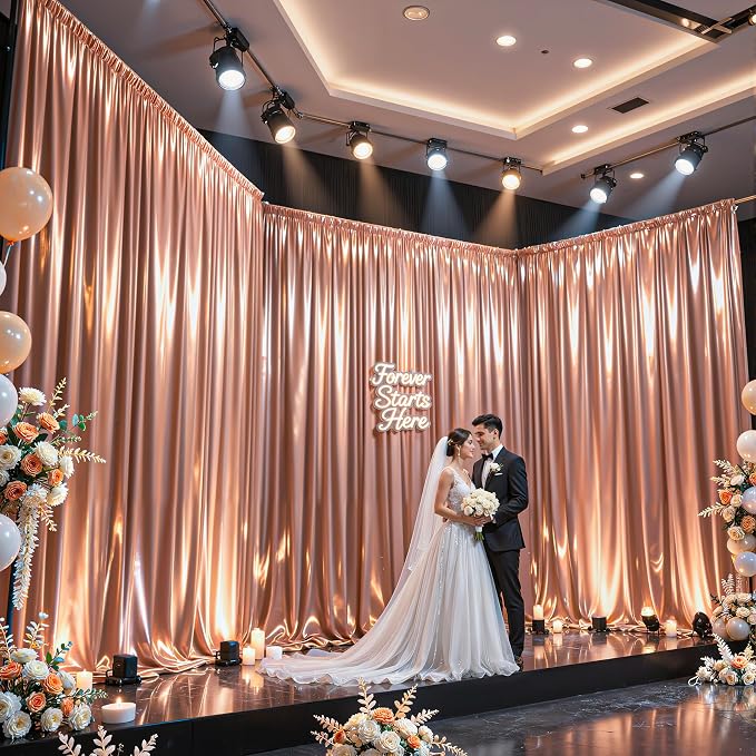 40x10ft Rose Gold Glitter Backdrop Curtain - Image 2