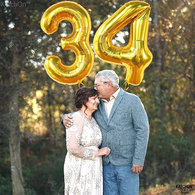 KatchOn Gold 34 Balloon Numbers 40 Inch, 34 Birthday Decorations | Birthday - Image 9