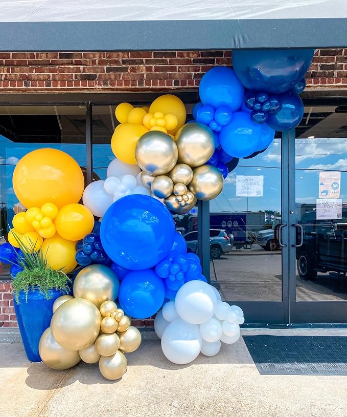 Blue and Gold Balloon Arch Kit, Explosion Star Royal Dark Blue and Metallic - Image 5