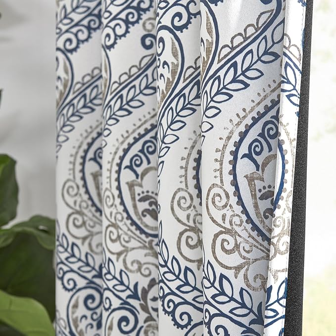 jinchan Yellow Blackout Curtains 96 Inch Damask Vintage Grommet 2 Panels | Room - Image 8