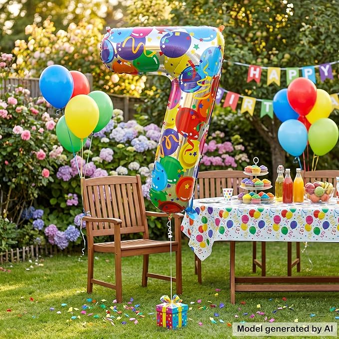 40 Inch Number 7 Balloon Colorful Foil Mylar Balloons - Image 5