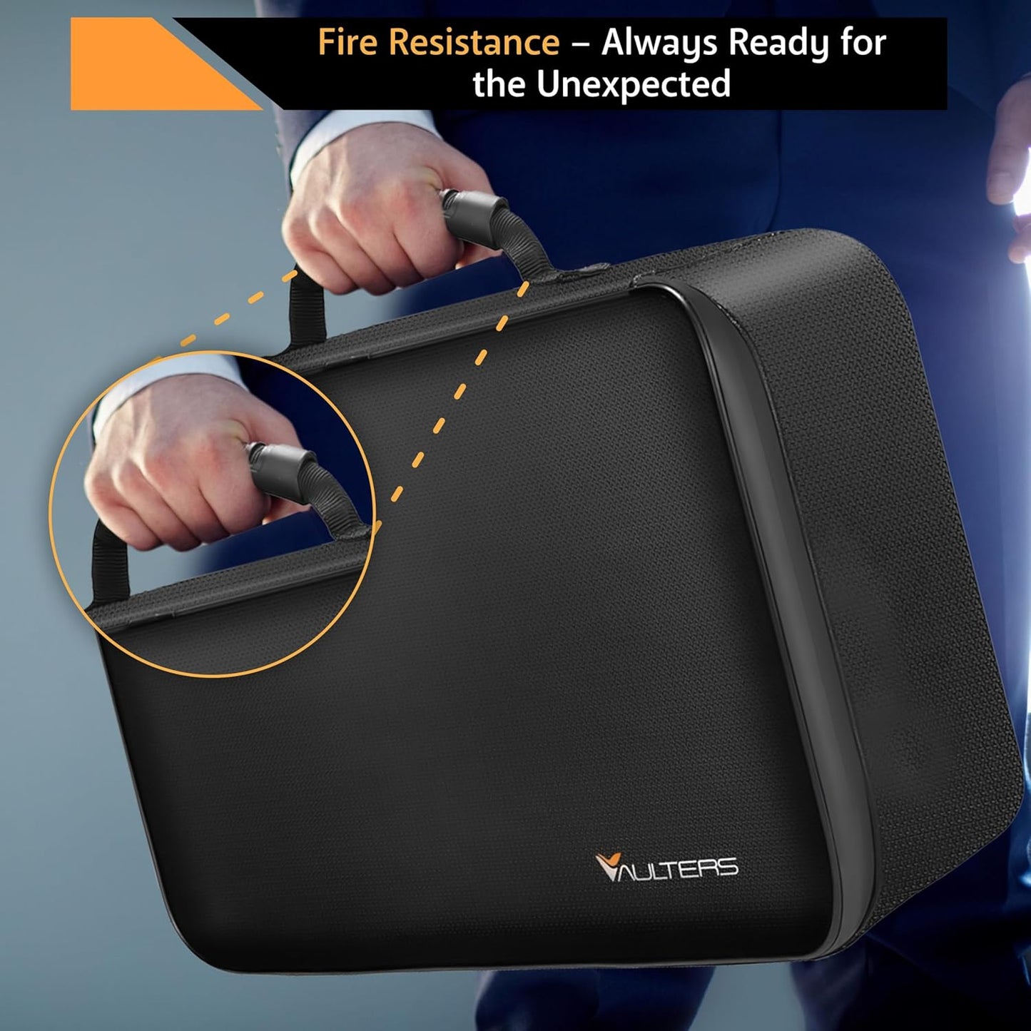 Fireproof Document Bag with Lock - 2000°F Heat Resistant & Waterproof Document Bag with 3 Layers, Portable Fire Proof File Box for Documents, Laptop, Passports & Certificates - Home & Travel - Black