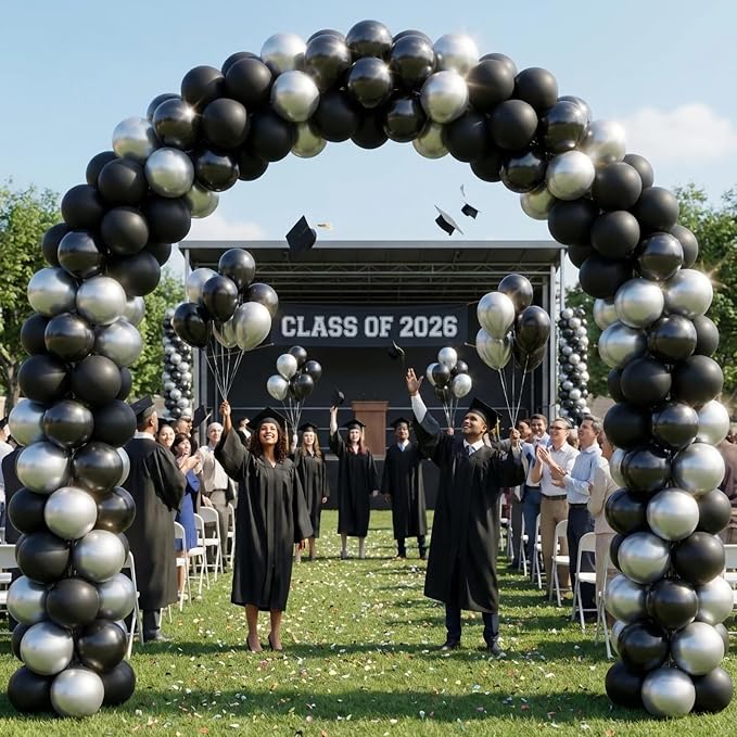 Black and Silver Balloons Arch Kit - Image 7