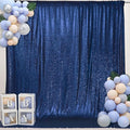 PartyDelight Navy Blue Sequin Backdrop 6x8ft Sparkly Photo Curtain | 4 Inch Rod by PartyDelight