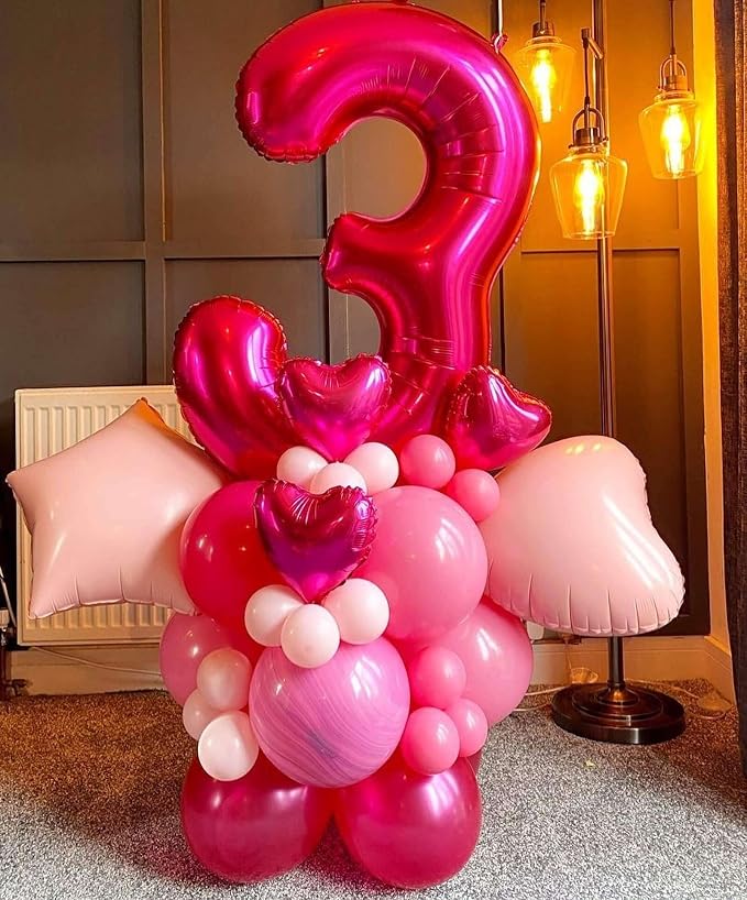 Hot Pink 30 Number Balloons, 40 Inch Giant Number 30 Balloons Foil Mylar Helium - Image 3