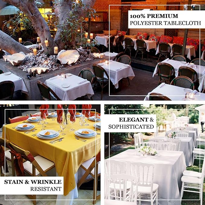 Efavormart 90" RED Wholesale Linens Polyester Square Linen Tablecloth for Kitchen Dining Catering Wedding Birthday Party Events