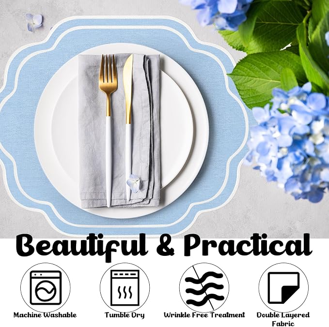 6-Piece Scalloped Embroidered Placemats - Image 4