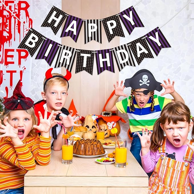 Happy Birthday Banner for Halloween Decorations Indoor - Image 4