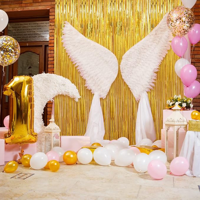 Crosize 2 Pack Gold Party Streamers Backdrop, 3.3 x 9.9 ft | Tinsel Foil Fringe - Image 6