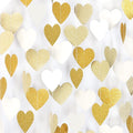 White-Gold Champagne Party-Decorations Heart Streamers Garland - 52Ft Christmas by LastingSurprise