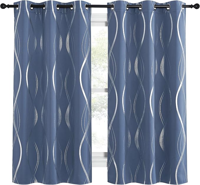 NICETOWN Kitchen Blackout Curtain Panels, Stone Blue, 34 by 45 Inch, Window - Image 2