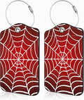 2 Pack Luggage Tags for Suitcases Spider Web Leather Luggage Tags Privacy Cover ID Label with Stainless Steel Loop and Address Card for Women Men Travel Bag Backpack