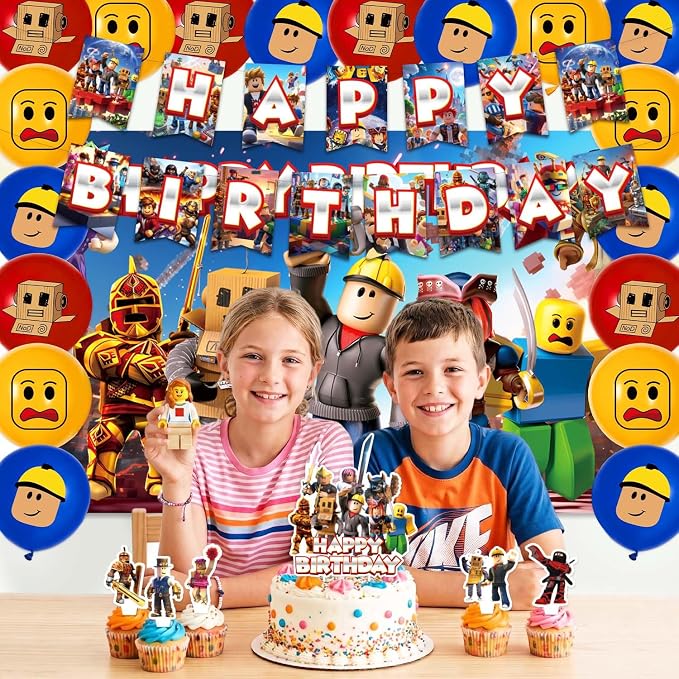 42Pack Roblo-x Theme Birthday Party Supplies Pack Includes，Banner，Cake - Image 6