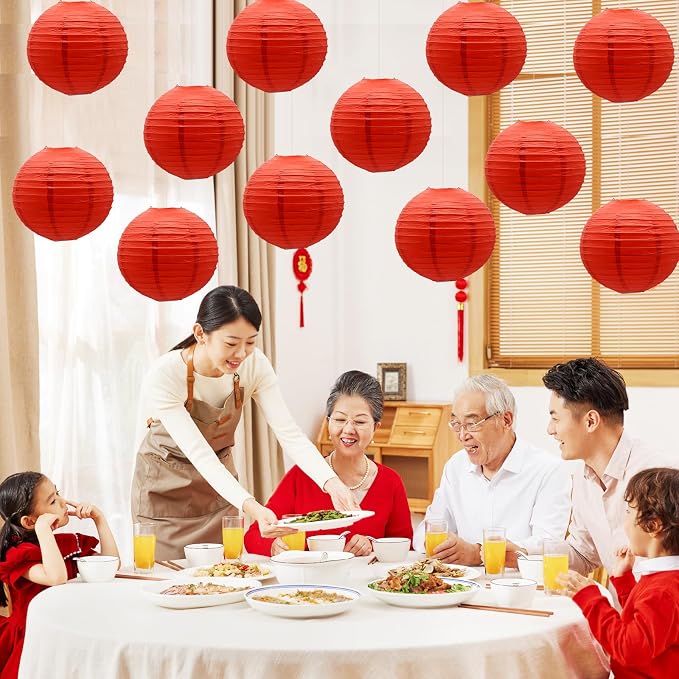 Red Paper Lanterns Round Shape Chinese Japanese Lanterns - Image 5