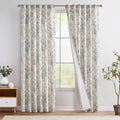 jinchan Blue Floral Linen Curtains Lined 84 Inch Vintage Back Tab 2 Panels | by JINCHAN
