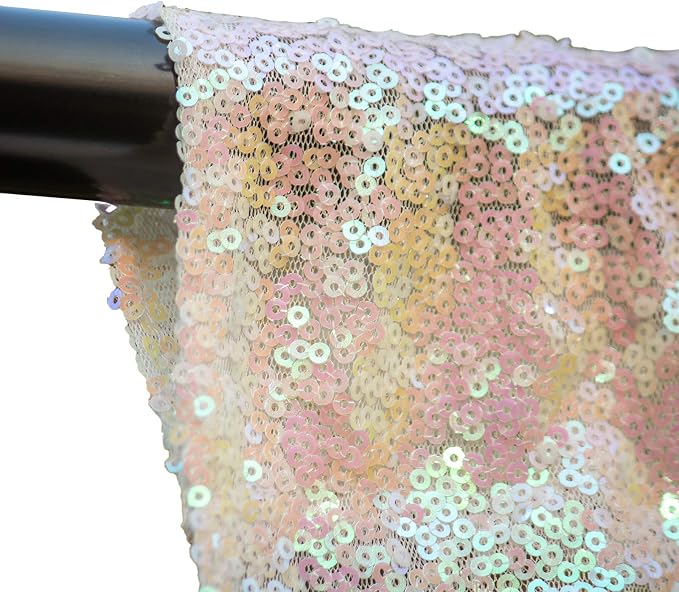 JYFLZQ White Iridescent Sequin Backdrop Curtains 2ft x 8ft 2 Panel Glitter - Image 3