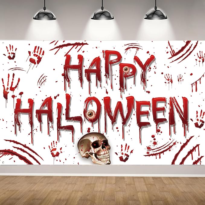 Red Happy Halloween Backdrop Banner Photography Background by SMENGGIL