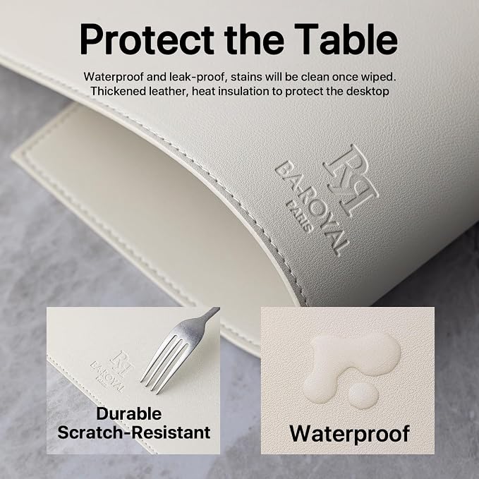Baroyal Faux Leather Placemats Set of 6 Vinyl Washable Wipeable Table Mats - Image 6