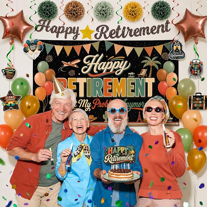 Retirement Party Decorations for Women Men, Vintage Retirement Party Set | - Image 4