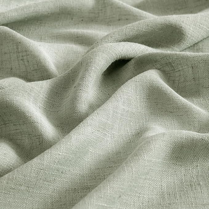 MIULEE Sage Linen Curtains 52x45 Inch Long 2 Panels of Green Window Drapes | - Image 4