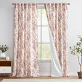 jinchan Red Floral Linen Curtains Lined 96 Inch Farmhouse Back Tab 2 Panels | by JINCHAN