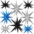 TONIFUL 8Pcs Blue Black Silver Explosion Star Foil Balloon Party Decoration | by TONIFUL