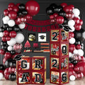 2026 Graduation Party Decorations Black and Maroon Class of 2026 Balloon Boxes by Unknown