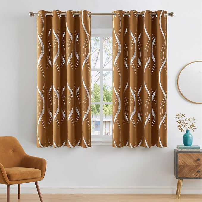 NICETOWN Gold Brown Blackout Curtains 63 inch Long by NICETOWN