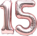 FIROMI 15 Foil Number Balloons Rose Gold 40-inch Big Mylar Balloon Numbers | by Firomi
