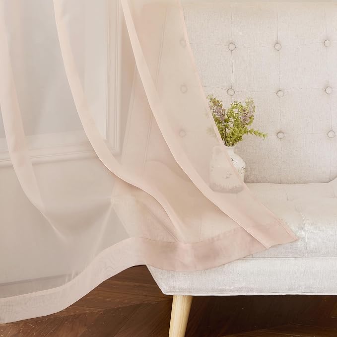 NICETOWN Taupe Sheer Curtains 90 inches Long, Grommet Airy & Elegant Light - Image 6