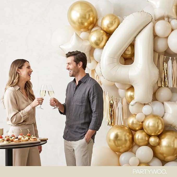 PartyWoo Number Balloons 40 Inch White Number 4 Kit 25pcs - Image 4