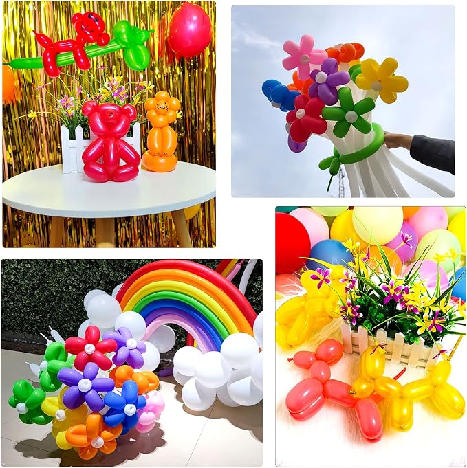 Pink 260 Long Skinny Twisting Animal Balloons, Rainbow Balloons - Image 8