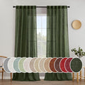 MIULEE Olive Green Linen Curtains 52x90 Inch Long by MIULEE