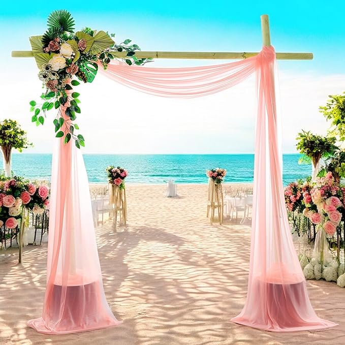 MDS Halloween Chiffon Draping Fabric - 1 Panel, 30" Wide x 20ft Long - Sheer Spooky Arbor & Canopy Drapery for Haunted House Backdrops, Party Ceilings, DIY Costumes & Themed Events - Peach