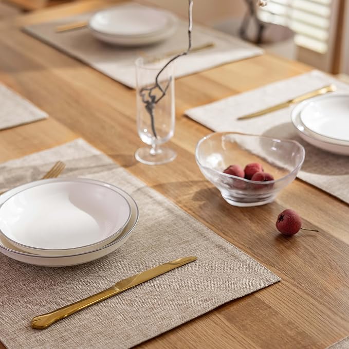 Demetex Linen Placemats Set of 4 Heat Resistant Cloth Place Mats Wipeable - Image 5