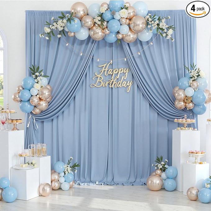 20ftx10ft Wrinkle Free Dusty Blue Backdrop Curtains by ENJOYYOURPARTY
