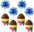 Gyufise 30Pcs Foil Firework Cupcake Toppers Happy Birthday Cake Toppers Sparkle by Gyufise