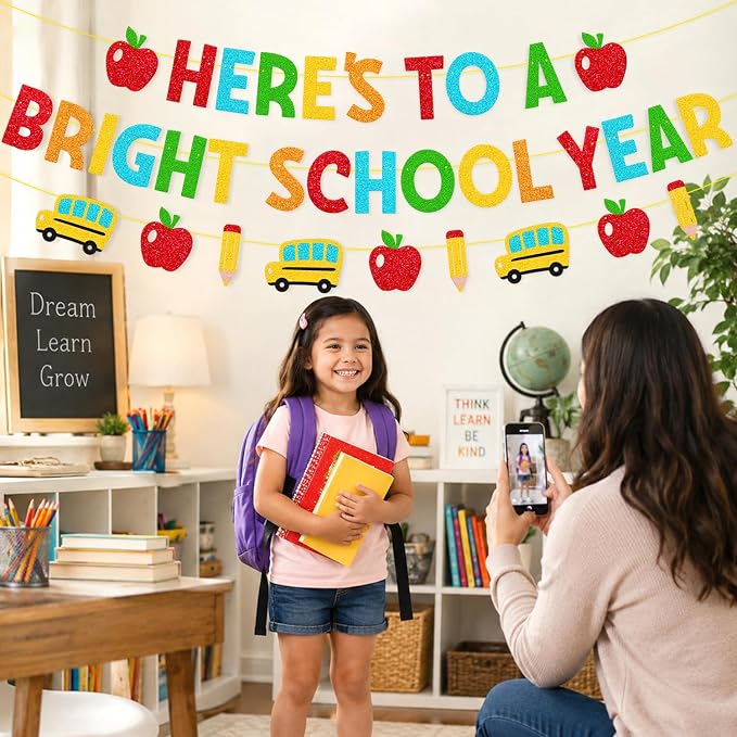 Here’s to A Bright School Year Banner Welcome Back to School Theme | Happy - Image 6