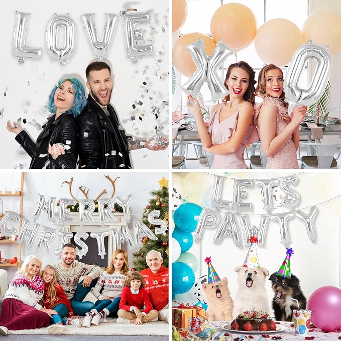 52 Pcs Silver Letter Balloons, 16 Inch Foil Alphabet Letter Balloons, Letter - Image 7