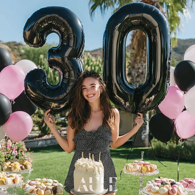 AULE 40 Inch Black 30 Balloon Number Foil 0-9 Birthday Big Numbers | Birthday - Image 4