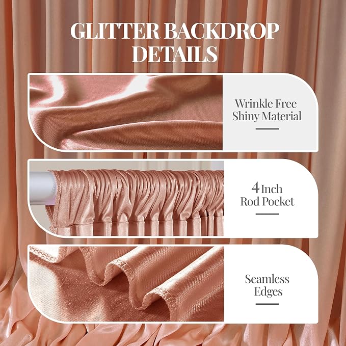 40x10ft Rose Gold Glitter Backdrop Curtain - Image 4